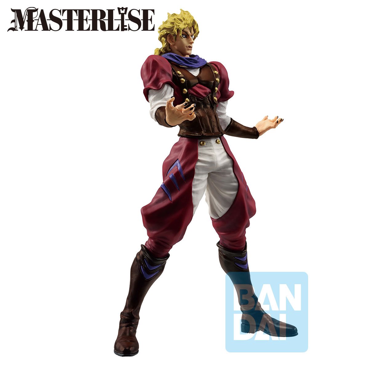 This figure features Dio Brando from the Masterlise series presented by Ichiban Kuji. The figure features the iconic Dio pose with arms spread, palms open and stiff.