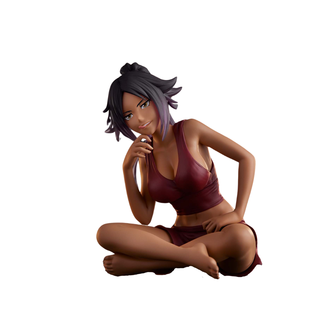 Yoruichi figure from Bleach presented by Banpresto. The statue features Yoruichi in a criss cross sitting position. 