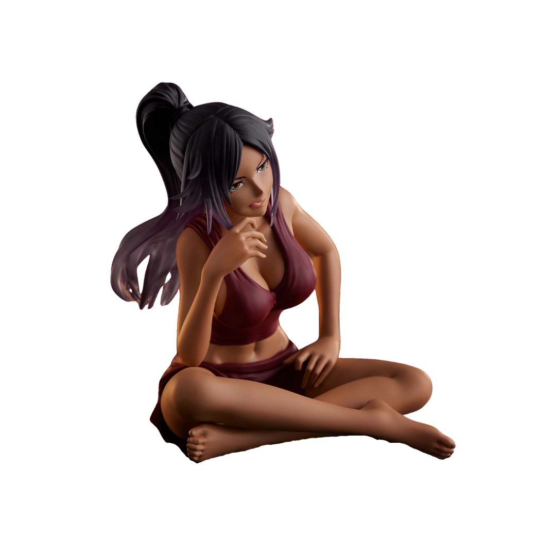 Yoruichi figure from Bleach presented by Banpresto. The statue features Yoruichi in a criss cross sitting position. 